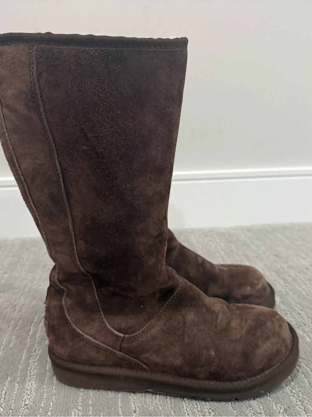 UGG Australia Brown Suede Shearling Zip Boots Women’s 6 Estimated Vintage